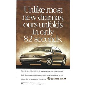 Aurora Auto Car Automobile GM 1994 Vintage Print Ad 8 inch